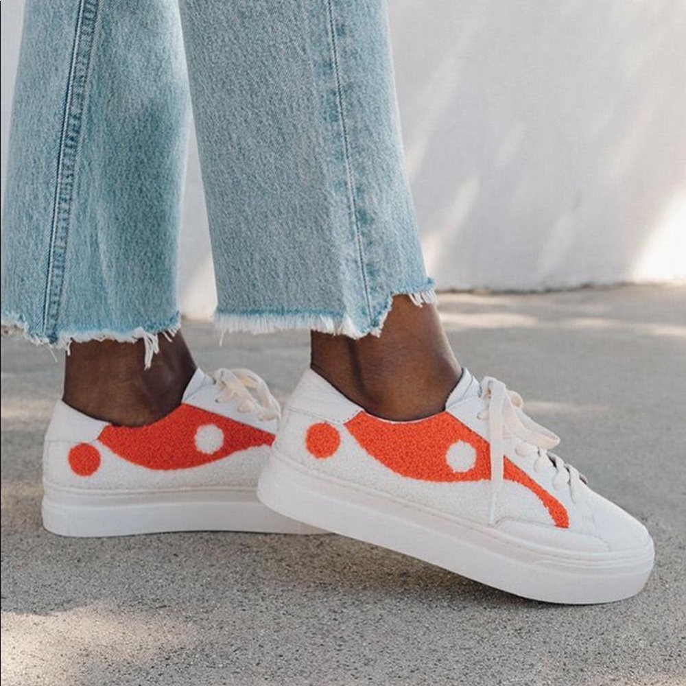 Soludos Yin Yang Platform Sneakers (White/Coral)